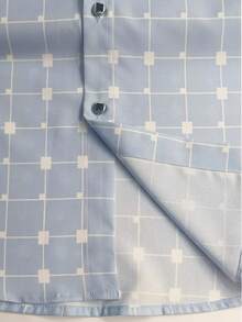 Men's Fashion Casual Plaid Print Long Sleeve Dress Shirt,Fall - Baby Blue - View 7