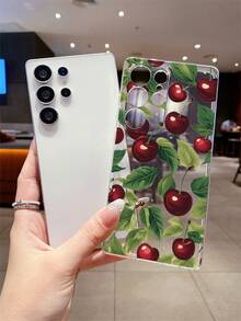 1 件清新时尚樱桃叶印花透明 TPU 软手机壳，防刮防指纹保护套，兼容三星、Nothing、Pixel、INFINIX、Redmi，带相机镜头保护 - 彩色 - 查看 4