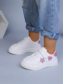 1 双幼儿女童休闲运动鞋，婴儿透气运动鞋春季新款白色运动鞋 - 白色 - 查看 5