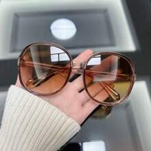 1 pieza Gafas de moda clásicas redondas, vintage con forma ovalada simple y minimalista, personalizadas con forma redonda para mujer