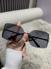 1 pieza Lentejuelas grandes sin marco de moda para mujer, gafas de mujer de estilo retro, personalizadas, casuales y versátiles, adecuadas para que las mujeres las usen, aptas para fotografía callejera, vacaciones, viajes, conducción en la playa y otras actividades, estilo de preparación para volver a la escuela