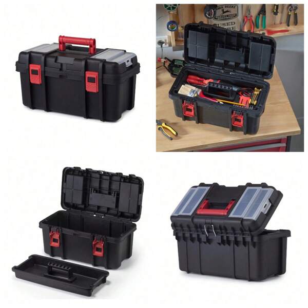 19-Inch Toolbox, Tool And Hardware Storage, Black