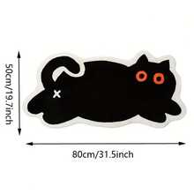 1pc Cute Black Cat Pattern Plush Non-Slip Absorbent Soft Shaggy Indoor Decorative Rug Carpet For Doorway, Bedside, Home Decor