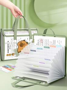 1pc Multi-Layer Expanding Transparent Folder, 13 Compartments, Large Capacity, Kapi Bara Tote Folder Is Suitable For Storing Files, Notebooks, Desk Accessories, Test Papers And Textbooks, Suitable For Back-To-School Supplies And Office Supplies - Multicolor - View 2