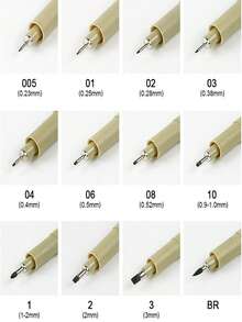 12 支超细微米墨水专业品质针笔，漫画风格多色灵活笔尖绘图套件 - 办公室学校旅行必备，畅销美术用品套装。