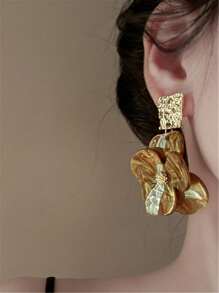 1 Pair Vintage Luxury Fashion Exaggerated Floral Design Earrings, Suitable For Party And Holiday Wear For Women