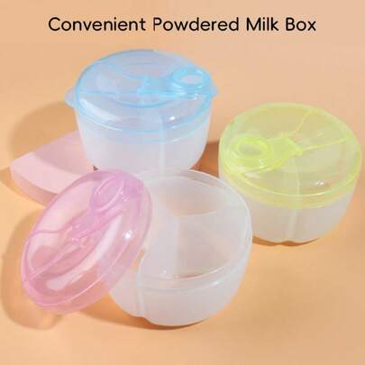 婴儿配方奶粉分配器 - 便携式奶粉盒，300毫升大容量奶粉储存盒，奶粉分配器，食物储存，3格容器，（多色）