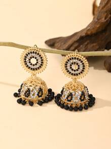 Elegant Traditional Earrings, Gorgeous Bollywood Style Rhinestone Birdcage Pendant With Bead Pendant Colorful Earrings Suitable For Women's Daily Or Party Wear, Festivals , Wedding Accessories, Jewelry Gifts