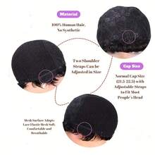 Women Glueless Short Afro Wigs Human Hair Kinky Curly Wigs Human Hair Short Water Wave Wigs Wear And Go Non Lace Wig Pixie Cut Wig For Daily Party Use, Cosplay, Festivals - Natural Black - Xem 5