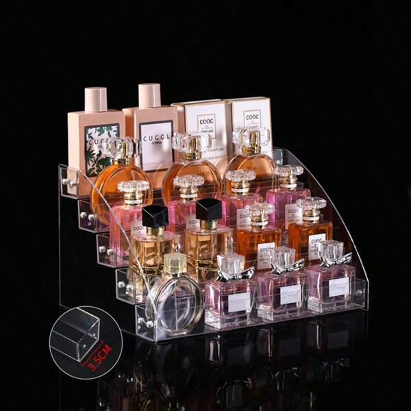 1pc 4 Tiers/5 Tiers Stand Shelf Holder Clear Acrylic Rack For Nail Polish Organizer Essential Oil Storage Sunglasses Makeup,Multi-Tier Display Storage Shelf For Perfume, Skincare, Makeup Items, Reinforced Sturdy Pyramid-Shaped Stand For Living Room, Bathroom, Bedroom, Home Decor