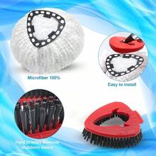 Spin Mop Head And Brush Replacement Compatible With O Cedar EasyWring 1Tank System 4 Mop Replace Heads 1 Handle 1 Base And 1 Scrub Brush Combo Set
