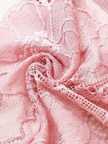 3pcs Women's Lace Thongs Briefs Romantic Floral Design Semi Sheer Nylon Blend Panties With Bow Detail Breathable Comfort Fit Women's Lingerie Underwear