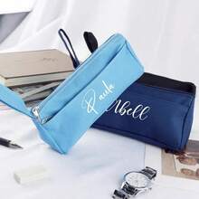 1pc Customized Personalized Pencil Case, Customized Text, Letter Combination Pencil Case, Father's Day Gift, School Supplies, Pencil Case With Zipper, Father's Gift, Final Gift, Student Gift, Large-Capacity Stationery Bag, Student Pencil Case, Unisex, Back-To-School Gift, Personalized Pencil Case, Multifunctional, Waterproof, Decorative, Reusable, Colorful, Retro, Cute, Modern, - Multicolor - View 8