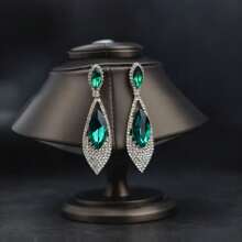1 Pair European & American Style Crystal Zirconia Pendant Earrings, Suitable For Women's Party Wear, Elegant & Versatile