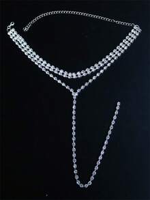 时尚闪亮多层水晶项链，奢华派对/宴会配饰，适合女士晚礼服