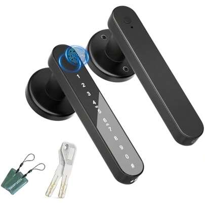 Fingerprint Door Lock,Smart Door Knob,Biometric Door Lock,With Passcode Keypad Fobs Keyless Entry Door Handle,For Bedroom Home Hotel Office Apartment (Black)