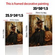 1 bức tranh tường vải canvas phù thủy Halloween quyến rũ cảnh rừng mùa thu với mèo đen và đèn lồng bí ngô, đồ trang trí theo mùa ma quái, đồ trang trí nhà cửa, thẩm mỹ trang trí phòng, tranh tường vải canvas, khung tùy chọn áp phích phòng, đồ trang trí phòng ngủ - 1 cái - Xem 5