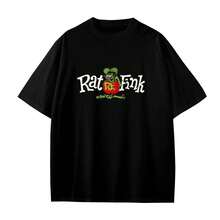 Pure Cotton Loose Casual T- Shirt, Rat Movie Fink Shirt Men' S Cotton Breathable Pattern T Shirt Fashion Cool Casual Tops Tees Black - T Shirtsoft And Breathable Fabric, Can Be Worn In All Seasons Without Picking Body Shape - Black - View 1