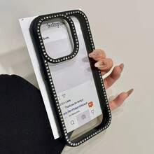 Funda para teléfono con incrustaciones de doble cara, 1 unidad, adecuada para teléfono 16 15 14 13 12 Pro 16 15 14 Plus 13 12 Pro 11 - Negro transparente - Ver 3