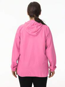 1pc Outdoor Women's Lightweight Solid Color Long Sleeve Casual Jacket, Zipper Hooded Plus Size Jacket, Water-Repellent Fabric Outerwear, Sunblock