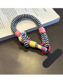 1pc Creative Colorful Braided Phone Hanging Lanyard, Short Sturdy Dual Strap Wrist Strap With Clip, Anti-Lost Phone Chain