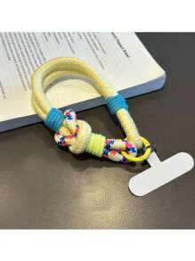 1pc Creative Colorful Braided Phone Hanging Lanyard, Short Sturdy Dual Strap Wrist Strap With Clip, Anti-Lost Phone Chain