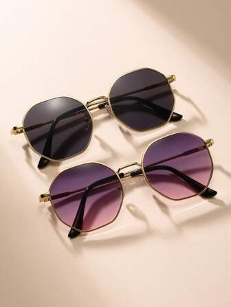 1/2pcs Metal Geometric Women Fashion Glasses For Tropical Beach Vacay Shopping Outdoor Casual Activities Street Snap Accessories For Summer Beach Vacation,Outdoor,Travel