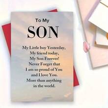 1pc Greeting Card, Heartfelt Son Appreciation Card With Loving Message, Perfect For Celebrating Pride, Love, And Lifelong Bond Between Parent And Son