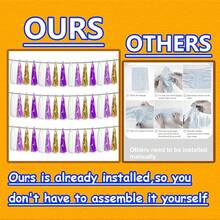3P Metallic Fringe Tassel Banner Garland Foil Tinsel Streamer Wall Hanging Curtain Backdrop Banner For Parade Floats, Graduation Decorations, Father's Day Party Decoration(Silver)Halloween Christmas New Year - Purple Gold - 查看 2