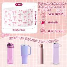 QY Coquette Pink Bow Silicone Boot 4 Pack Anti Slip Protective Sleeve For   30 40oz Cute Bottom Protector Cover For  Tumbler IceFlow Flip  Birthday Gifts For Women 2216 - 如圖 - 查看 2