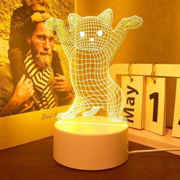 1pc Funny Cat Shaped 3D Night Light, USB Powered, Switch Control Soft Warm Light, Desktop Decor Lamp, Bedroom Ambience Light, Birthday & Holiday Gift