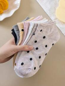 4 đôi tất trơn họa tiết chấm bi đơn giản dành cho nữ, thích hợp mặc hàng ngày, ở nhà, đi làm, thường ngày, thể thao, làm quà tặng Giáng sinh cho mọi mùa - Nhiều màu - Xem 6