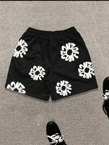 2025 Summer Beach Pants Casual Harajuku Y2 American 3D Printed Flower Shorts Vacation Outdoors Men Shorts Male Shorts - 黑色 - 查看 2