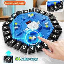 Prezent na Halloween, prezent na Boże Narodzenie, hiszpańska gra planszowa z szalonymi literami, interaktywna gra planszowa do burzy mózgów, niebiesko-czarna, zabawna plansza do wyzwania z literami w języku angielskim, niebiesko-czarna, dźwiękowo-światłowa gra w angielskie litery, szachy, hiszpańsko-angielska gra imprezowa, edukacyjna rozrywka, łamigłówka, angażująca rozgrywka, kolorowe płytki z literami, plansza premium, starannie wykonane komponenty, gra dźwiękowo-świetlna, gra słowna, nauka języków obcych, gra grupowa