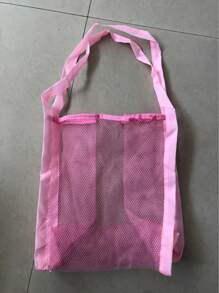 1 pieza Bolso de playa de mujer de secado rápido para verano, bolsa grande con capacidad multifuncional de unicolor con malla para hombro para guardar equipo y juguetes de natación