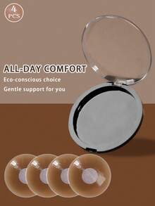 2/4/6pcs Reusable Silicone Nipple Covers, Invisible Adhesive Bra Petals, Portable Gift Box, Women Lingerie Accessories To Prevent Nipple Protrusion - Coffee Brown - View 12