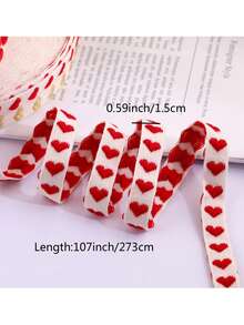 1 pieza de cinta de rizo de algodón con estampado de corazón, 3 tamaños para ramos de flores, envoltura de pasteles y regalos, manualidades DIY