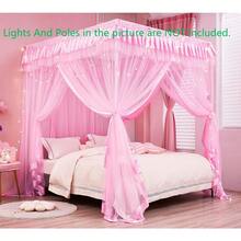 Local Delivery Canopy Bed Curtains Queen Size, Royal Luxurious Cozy Bed Drapes For Girls Room Decor (Ivory, Queen) - 粉色 - 查看 6