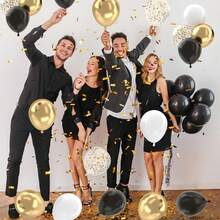 20/40 buc baloane confetti din hârtie negre și colorate, baloane din latex de 10 inch, pentru ziua de naștere, nuntă, absolvire, Anul Nou, aniversare, petrecere, decor