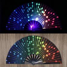 1pc Y2K Folding Fan, Glow Rave Fan Festival Handheld Fan Silk Folding Fan, Chinese/Japanese Style Fan For Music Party, Dance Performance, Decorative Gift - Color - View 14