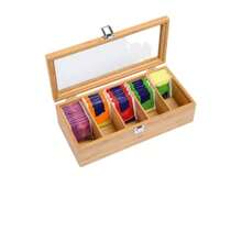 Nordic Style Tea Bar Organizer | 5-Compartment Bamboo Storage Box | Tea Bag & Coffee Capsule Dual-Use + Moisture-Proof Drawer | Home Coffee Corner Organizing Set