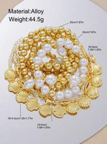 5 Stücke/Set modische und vielseitige Reisperlen-Perlen-Rundanhänger-Armbänder, geeignet als Accessoires für Frauen für Sommer, Strandurlaub und den Alltag