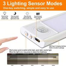 Smart LED Cabinet Lights (4Pack), Motion Sensor, 11.8inch Aluminum Shell, 54 LEDS, Adjust Light Color, Magnetic Install, USB Charging. Suitable For Closet, Cabinet, And Stair Lighting Room Decor. - White/warm - 查看 9