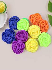 Bilicaca 10 件/套彩色缎玫瑰发带弹性发带可爱花卉发饰，适合儿童女孩，非常适合日常和返校发型设计、派对和礼物，防滑耐用发绳