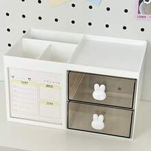 1个办公桌收纳盒，带2/4个抽屉，桌面笔卡包装收纳盒，适用于办公桌，化妆品收纳盒，办公用品桌面配件，适用于办公室、家庭和学生返校用品。返校 - 白色 - 查看 11