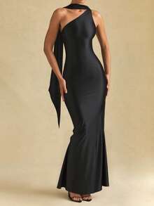 Sexy Bodycon Halter Asymmetric Mermaid Cocktail Party Dress, Halloween Party Dress