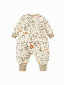 mini bala 新生儿连体衣柔软可爱连体衣亲肤连体衣 - 白咖色調 - 查看 5