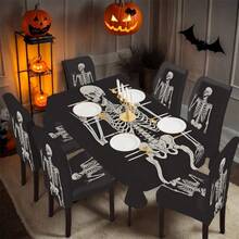 1/4/5/6/7/36pcs Halloween Theme, Skeleton ManPrinted Chair Covers / Chair Cover Set, Suitable For Indoor Home Restaurant, Hotel Modern Daily Decoration,Party Decoration,Wedding Decoration,Dining Room Decoration,Kitchen Decoration,Tablecloth Suitable For Square Tables, Elastic Chair Covers Can Be Washed - ZYT-174 - View 2
