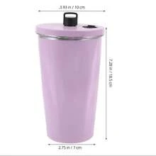 1 件 20 盎司不锈钢金属杯，带盖和吸管，可重复使用真空隔热旅行杯，隔热冷饮防漏杯，户外车载咖啡杯 - 淡紫色 - 查看 8