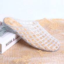 DangDing Damen Cut Out atmungsaktive Vogelnest Kristall Jelly Schuhe, Damen weiche Strand Sandalen Flache Schuhe, Plastik Slip-On geschlossene Zehe Sandalen